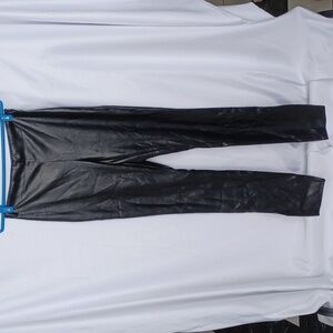 SBetro Women's High Waist Slit Hem Faux Leather Black size M